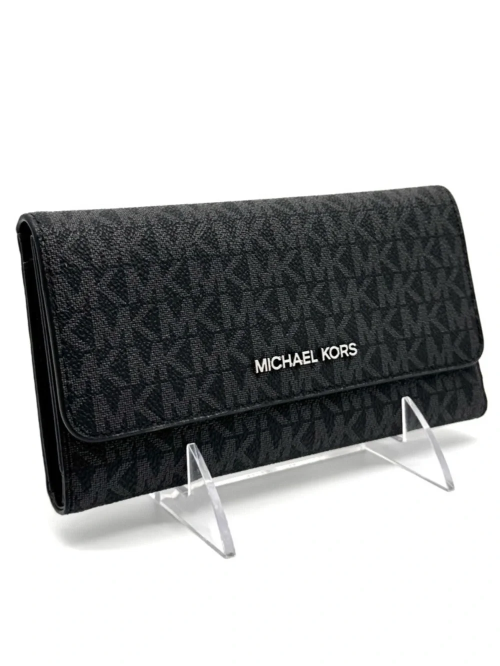 Michael Kors Large Trifold Wallet Black Signature